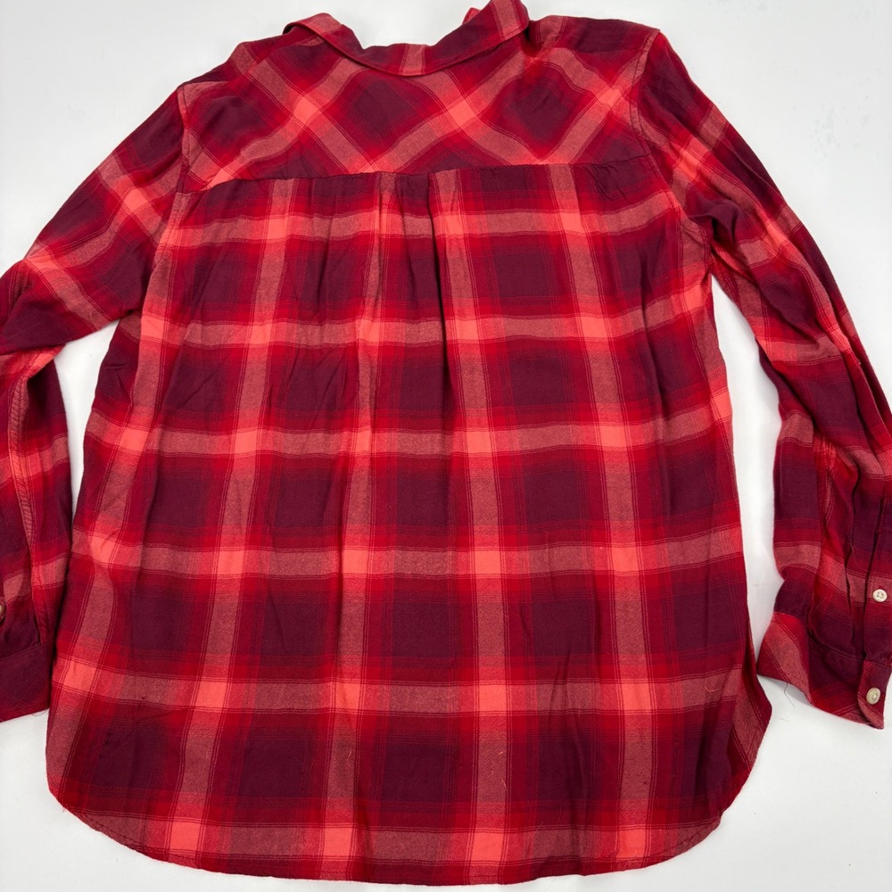 Gap + Pendleton Boyfriend Plaid Slouchy Flannel Shirt Red Pink Large - Picture 3 of 12
